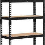 Topeakmart 5-Tier Utility Shelves, Metal Storage Shelves, Adjustable Shelving Units, Boltless Assembly, Garage Shelves Shed Shelving for Warehouse Garage Shed Basement- Black, 27.5 x 12x 60 Inch