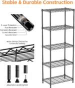 MZG 567kg Capacity Heavy Duty 5-Tier Metal Storage Shelving Unit, Adjustable Steel Wire Rack Organizer for Home, Kitchen, or Office (Black,35L x 60W x 160H cm) - Image 5