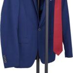 Relaxdays Valet Stand for Jackets & Trousers, H x W x D: 112 x 47 x 20 cm, Steel & Wood, Freestanding Breastfeeding Valet, Black/Brown