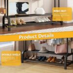 Metal Garment Rack, علاقة ملابس, Freestanding Hanger Double Rails, Heavy Duty Drying Rack with 2-Tier Lower Storage Shelf, Hanging Clothes Rail for Bedroom (Black) - Image 4