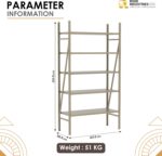 RIGID 5-Tier Metal Storage Rack | Heavy Duty Steel Boltless Shelving Unit for Kitchen, Garage, Living Room, Bedroom | Display Storage Organizer Shelf (Beige, 201.5x110.5x38.5 CM) – Assembled - Image 3