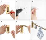 Sumnacon Stainless Steel Clothes Hanger Rack-Wall Mount Garment Hook with Swing Arm, Sturdy Coat Robe Storage Organizer for Laundry Room Bedrooms Clothing Drying Rack with 5 Hooks, Gold - Image 6