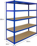Monster Racking Garage Shelving Unit / 5 Tier 1600mm Wide x 600mm Deep/Steel & MDF Shelves - Image 2