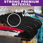 MIZGI Premium Velvet Hangers Pack 50 Pcs Heavyduty - Non Slip Slimline - Velvet Suit Hangers Black - Gold Hooks,Space Saving Clothes Hangers (Black) - Image 2
