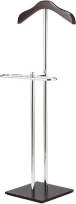 MyGift Brown Wood and Metal Valet Suit Stand Executive Men's Garment Organizer Rack Coat and Pants Hanger - Image 4