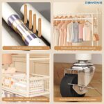 DAYONG 100CM Clothes Hanger Stand with Shelves, Free Standing Metal Garment Rack, Double Rails Clothes Rack,Bottom Storage Shelf With Wheels For Bedroom Garment Organizer - Image 4