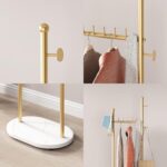 Gold Clothing Rack With Shelves, Gold Coat Rack Freestanding with Marble Base, Coat Hanger Rack,Hat Tree Coat Rack Standing Clothes Racks for Boutique，Bedroom - Image 4