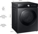 Samsung Washer Dryer Combo, Black, 11.5kg, with EcoBubble, AI Wash and QuickDrive, WD11BB944DGBGU, 10 Year Warranty on Digital Inverter Motor (UAE version) - Image 2