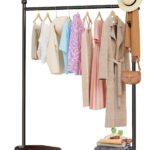 Portable Heavy Duty Clothes Rail For Bedroom, Home & Shops, 50KG Load Clothes Rack With Storage Shelf, 4 Hooks, Metal Clothing Rail For Hanging Garments, Dresses, Coats