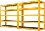 REIBII 72“H Garage Shelving Storage Shelves Heavy Duty Shelving 2500LBS Garage Storage Metal Shelves 5 Tier Shelving Unit for Kitchen Storage Rack, Warehouse, Basement, Commercial, Yellow & Black, 2PC