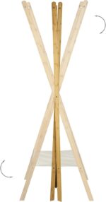 Relaxdays Stand made of Bamboo, Size: 155.5 x 50 x 57.5 cm Wardrobe Coat Hanger w/Practical Rack Shoe Shelf Space-Saving for Garments Laundry Clothing with 2 Wooden Rails, Natural Brown, 58x50x164 cm - Image 5