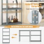 Goplus 5-Tier Metal Shelving Unit, Heavy Duty Wire Storage Rack with Anti-Slip Foot Pads, Height Adjustable Shelves for Warehouse, Kitchen, Living Room, Garage, 12" D x 35.5" W x 72" H - Image 5