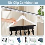 TamBee Portable Hanger Clips Travel Clothesline Travel Hangers Towel Drying Rack Clothing Hanger Folding Portable Sock Dock Swimsuit Drying Rack Hanger with 6 Clips Pack of 3 (Black) - Image 6