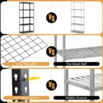 Goplus 5-Tier Metal Shelving Unit, Heavy Duty Wire Storage Rack with Anti-Slip Foot Pads, Height Adjustable Shelves for Warehouse, Kitchen, Living Room, Garage, 15.5" D×35.5" W×72" H - Image 7