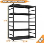 78" H|48" W All-Metal Garage Shelving Unit and Storage-Easy Assembly Shelves 5-Tier Rack|Heavy-Duty Adjustable Shelf|Steel Waterproof Rust-Resistant Shelves for Industrial,Warehouse,Basement - Image 8