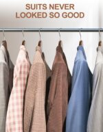 HOUSE DAY 4-Pack Wide Shoulder Wooden Hangers,Walnut Suit Hangers with Non Slip Pants Bar, Smooth Finish 360° Swivel Hook Solid Wood Coat Hangers for Dress, Jacket, Pants, Heavy Clothes Hangers - Image 8