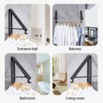 Retractable Clothes Rack, Stealth Clothes Drying Hangers, Wall Mounted Folding Clothes Hanger Drying Rack for Laundry Room Closet Storage Organization (Black) - Image 3
