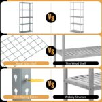 Goplus 5-Tier Metal Shelving Unit, Heavy Duty Wire Storage Rack with Anti-Slip Foot Pads, Height Adjustable Shelves for Warehouse, Kitchen, Living Room, Garage, 12" D x 35.5" W x 72" H - Image 7