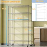 BestOffice | 6-Tier Wire Shelf with Wheels | 48"x18"x82" | Chrome | Adjustable Racks | Heavy-Duty Storage Shelves, Holds Upto 510 lbs | Rust-Resistant, No-Tool Assembly | for Home, Garage Shelving - Image 3