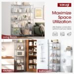 Sakugi Storage Shelves - Set of 2, 5-Tier Metal Shelf Organizer, Space-Saving Garage Shelving with Leveling Feet, Standing Shelves Organizer for Kitchen, Laundry, Pantry (18.1"x12.3"x56.8", Silver) - Image 4