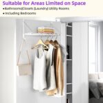 Over The Door Clothes Hanger with 2 Hooks, Stainless Steel Over The Door Hangers for Clothes with Storage Rack, Clothing Hanger Drying Racks for Laundry, Washroom, Fits Door Up to 1.77", White - Image 8