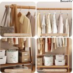 Beauenty Bamboo Clothes Racks, Freestanding Clothing Hanger with Storage Rack, Clothes Hanging Shoe Rack, Coat Organizer for Hotel, Hallway, Bedroom, Office (100x46x144 cm) - Image 6