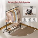 SLEEPING LAMB Heavy Duty Clothing Racks for Hanging Clothes Rack, 43" Wide Rolling Garment Rack Metal Clothing Hanger Rack with Wheels Wardrobe Rack for Coats, Shirts, Dress, (Black) - Image 4