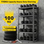 Heavy Duty Shelving Units Metal Storage Rack Garage Shelves for Tools and Kitchen Items Adjustable Shelf for Garage Warehouse Pantry Closet Kitchen (5 Tier 76 CM) - Image 8
