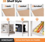 HOMEDANT 35.9" W 5 Tier Heavy Duty Garage Shelving Adjustable Metal Rack Storage Shelves Standing Shelf Unit Organizers Pantry Closet White 1Pack - Image 6
