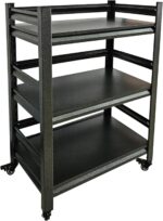 Heavy Duty Garage Shelves Adjustable Metal Storage Racks Boltless Design for Warehouse Workshop Office & Kitchen 3-Tier Black Shelving Unit (60x40x80cm)