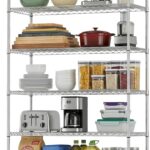BestOffice | 6-Tier Wire Shelf with Wheels | 48"x18"x82" | Chrome | Adjustable Racks | Heavy-Duty Storage Shelves, Holds Upto 510 lbs | Rust-Resistant, No-Tool Assembly | for Home, Garage Shelving