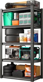 Heavy Duty Shelving Units Metal Storage Rack Garage Shelves for Tools and Kitchen Items Adjustable Shelf for Garage Warehouse Pantry Closet Kitchen (5 Tier 76 CM)