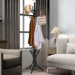 GOFLAME 73" Coat Rack Freestanding, Wooden Coat Tree with 12 Hooks and Umbrella Stand, Entryway Hall Tree, Hat Hanger Organizer, Coat Rack Stand for Coats, Hats, Scarves, Bags, Easy Assembly, Black - Image 3