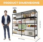 Heavy Duty Metal Storage Shelving Unit,Adjustable 5-Tier Storage Rack(Load 1100LB),Steel Organizer Wire Rack,Large Metal Shelf for Pantry Garage,Black 175D x 40W x 184Hcm - Image 2