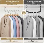 HOUSE DAY 10.5 Inch Closet Space Saving Wardrobe Clothing Magic Hangers Oragnizer Heavy Chrome Hangers, Updated Hook Design Pack of 8 - Image 2