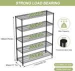 45.5''W Storage Shelves for Storage 5 Tier Adjustable Heavy Duty Metal Industrial Utility Shelving Unit for Kitchen, Pantry, Warehouse, Basement, Dorm 45.5" W x 71" H x 17.5" D (5 Tier) - Image 3