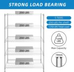 Guan River 5-Shelf Adjustable Metal Shelf Wire Shelving Unit Heavy Duty Storage Rack Display Shelf for Office,Kitchen,Bedroom,Bathroom,Laundry,Pantry Basement,Garage(Chrome,48" L x 18" W x 72" H) - Image 4