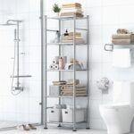 Sakugi Storage Shelves - Set of 2, 5-Tier Metal Shelf Organizer, Space-Saving Garage Shelving with Leveling Feet, Standing Shelves Organizer for Kitchen, Laundry, Pantry (18.1"x12.3"x56.8", Silver) - Image 6