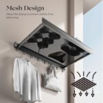 Collapsible Wall Drying Rack, Clothes Drying Stand, Wall Mounted Clothes Drying hanger, Laundry Drying stand, Foldable Wall Clothes Hanger Stand, Mesh Drying Rack For Bathroom & Kitchen 60cm - Image 4