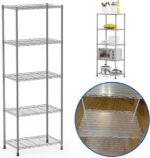 5-Tier Metal shelving units for storage wire shelves Rack, Metal Wire Large Shelving Rack Organizer with Adjustable Shelf Height for Garage Kitchen Office Storages 58x35x160cm 200kg Capacity Silver - Image 5