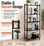 Toshionics 5 Tier Foldable Storage Shelves with Wheels [Heavy Duty] Metal Shelving unit - Kitchen Cabinet Self Storage Multipurpose Rack Book shleves Garage Easy Assembly 160x38x71 cm - White - Image 8