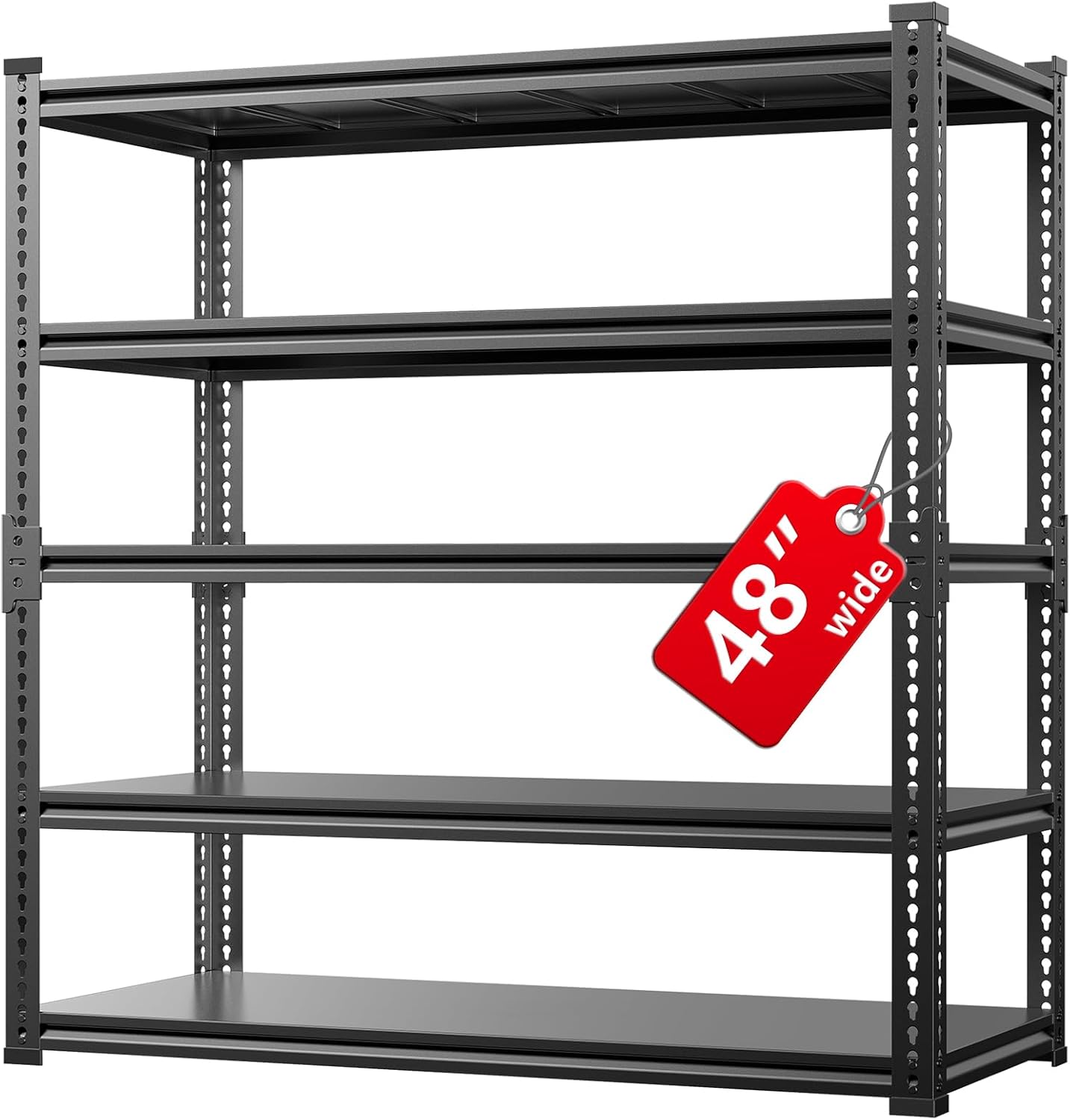 71ptHfJ9OL._AC_SL1500_.jpg Lauxery 5 Tier Metal Garage Shelving Unit 72x48x24-3000LBS Heavy Duty Storage Rack, Adjustable Boltless Wide Shelves, Freestanding Utility Shelf - Image 1