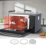 SMETA Microwave Oven with Grill and Convection, 34L Solo Microwave Ovens 52cm 1000W 8-in-1 Combo, Air Fryer Easy to Clean Low Temp Control, Deodorization, Child Lock for Kitchen, Office, Black - Image 5