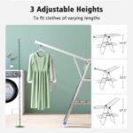Clothes Drying Rack, 3 Tier Foldable Clothes Drying Stand, 180CM Extra-Large Clothes Airer Laundry Dryer w/Shooe Rack, Stainless Steel, Free-Standing for Sheets Towels Shoe Clothing,Indoor Outdoor Use - Image 7