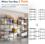 5-Tier Heavy Duty Wire Shelving Unit,35" Dx18 Wx 71" H,Shelf Racks On Lockable Wheels,Height Adjustable Metal Shelves,Shelving Unit and Storage for Bathroom,Kitchen,Garage,Office,Studio,Black - Image 5