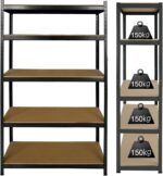 Steel Storage Rack Heavy Duty Shelving Unit with 5 Adjustable Shelves for Garage, Home Work Area 35’’L x 16”D x 71’’H (Black)