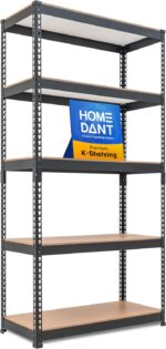 HOMEDANT 5tier Metal Shelving Unit Adjustable Garage Storage Utility Rack Heavy Duty Shelves Organization Multipurpose Shelf Warehouse Basement Kitchen Living Room pantry 35.9 L x 16.2 W x 71.3 H1Pack