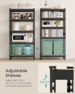 SONGMICS 5-Tier Storage Shelves, Load 2310 lb, Garage Storage, Boltless Assembly, Adjustable Shelving Unit, 11.8 x 29.5 x 59.1 Inches, for Study Shed Basement, Black and Rustic Brown UGLR300B11 - Image 6