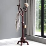 Bekrvio Coat Rack Freestanding Wood Tree Rack with 8 Hooks, Creative Design Tree Branch-look, Coat Tree Clothes Hanger Stand with Stable Sphere Base for Entryway, Hallway, Bedroom (Wine Red) - Image 8