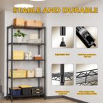 MZG 5-Tier Adjustable Heavy-Duty Metal Storage Shelving Unit, Industrial-Grade Steel Wire Rack for Garage, Warehouse, Supermarket, Balcony and Garden (Black, 40 × 85 × 174 cm), 567 kg Capacity - Image 6